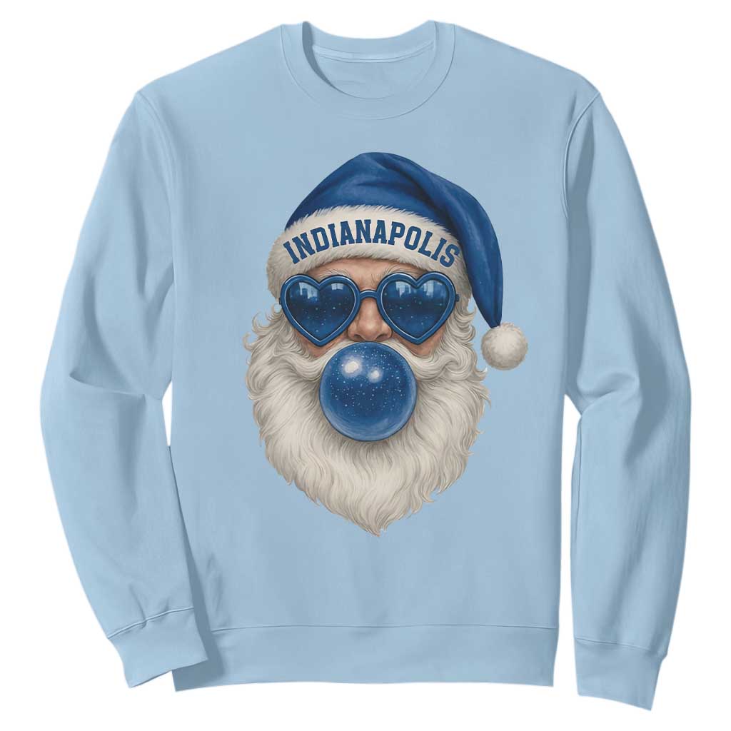 Funny Blue Bubble Santa Indianapolis Sweatshirt Retro Nostalgic Christmas Holiday Gift TS02 Light Blue Print Your Wear