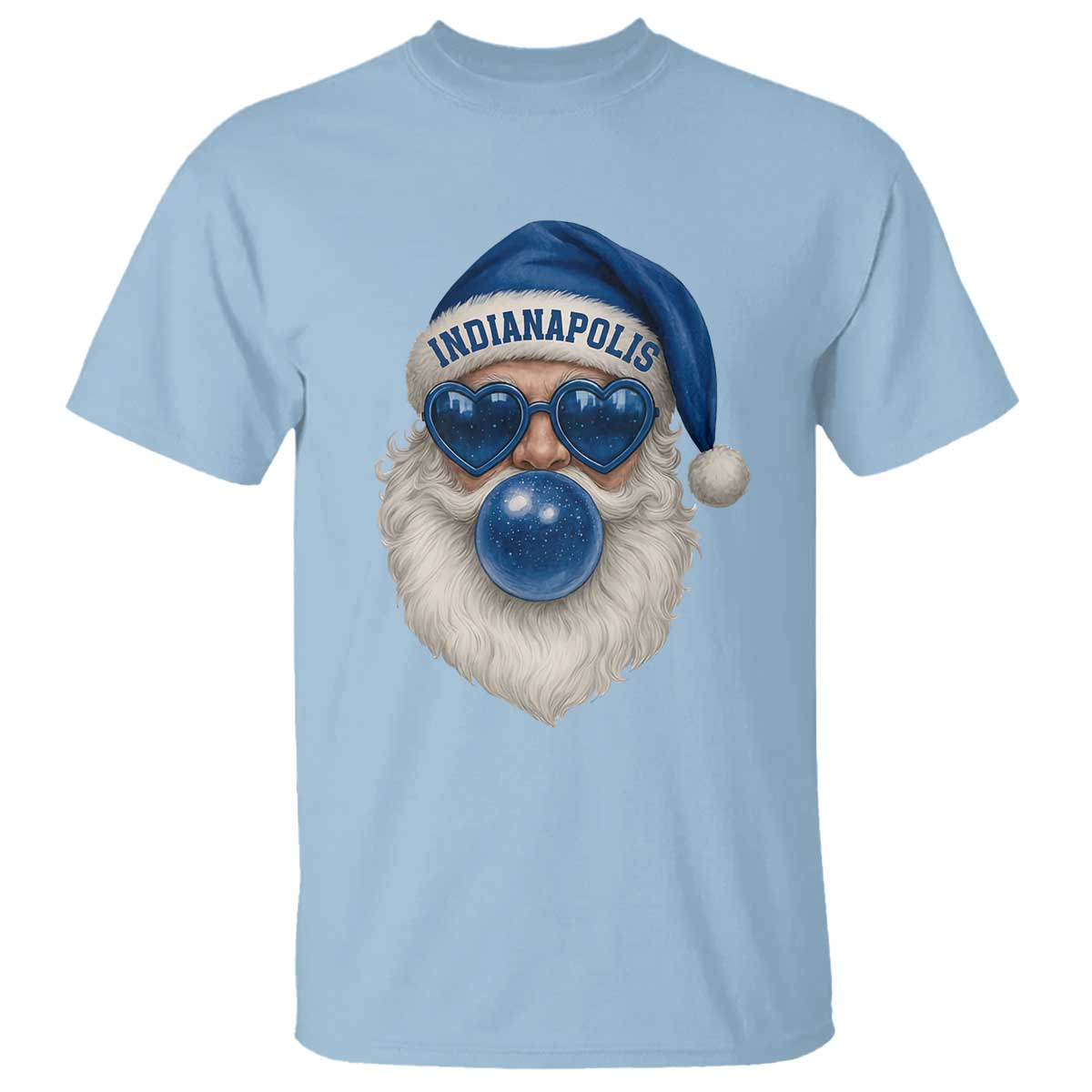 Funny Blue Bubble Santa Indianapolis T Shirt Retro Nostalgic Christmas Holiday Gift TS02 Light Blue Print Your Wear