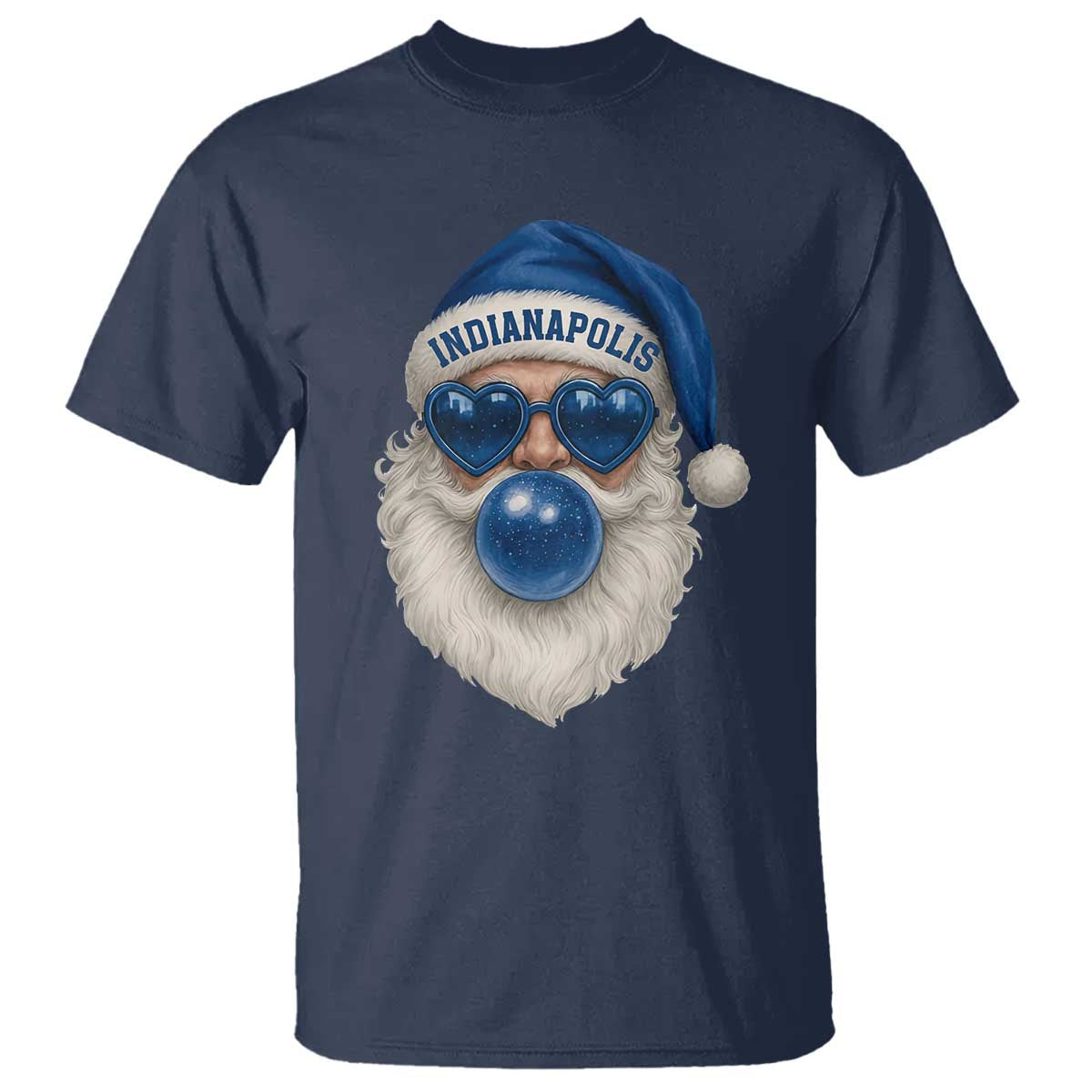 Funny Blue Bubble Santa Indianapolis T Shirt Retro Nostalgic Christmas Holiday Gift TS02 Navy Print Your Wear