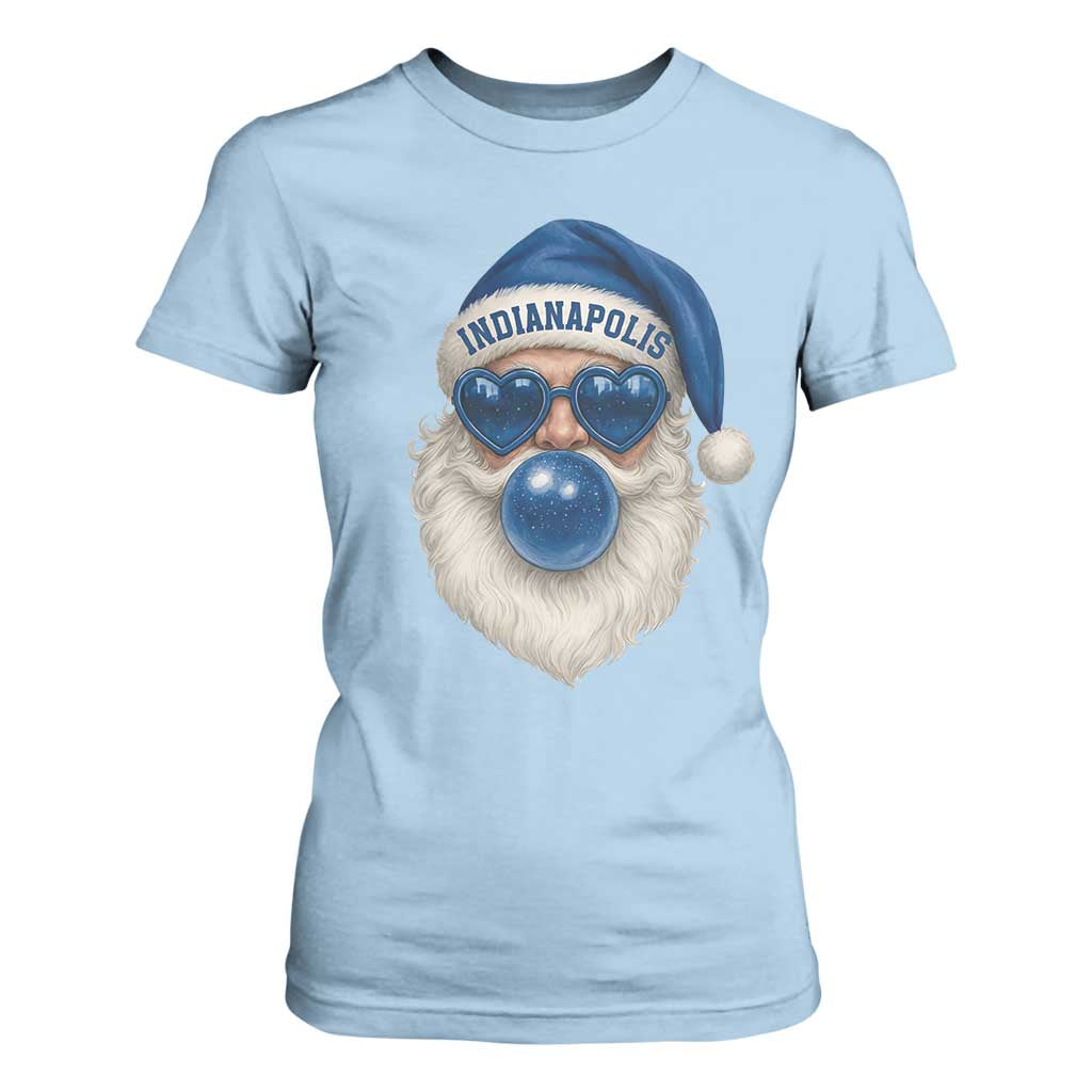 Funny Blue Bubble Santa Indianapolis T Shirt For Women Retro Nostalgic Christmas Holiday Gift TS02 Light Blue Print Your Wear