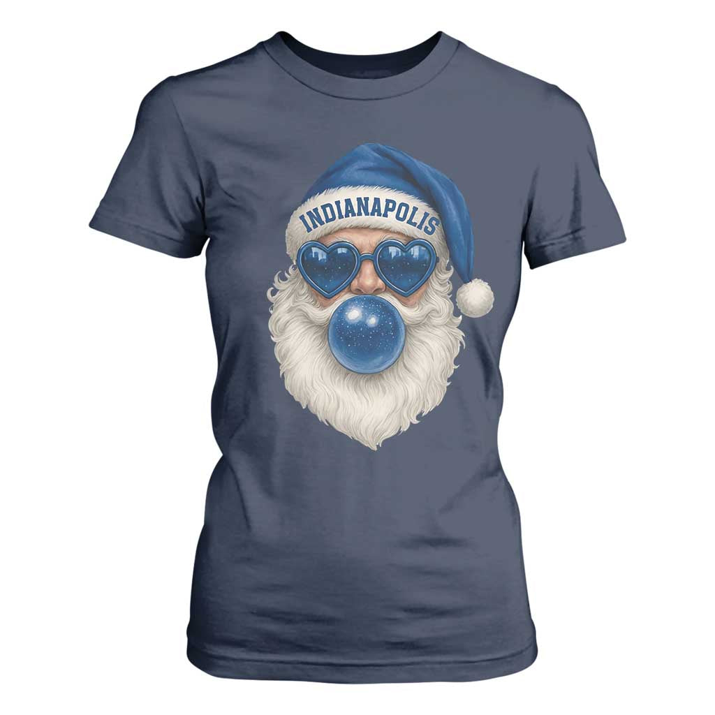 Funny Blue Bubble Santa Indianapolis T Shirt For Women Retro Nostalgic Christmas Holiday Gift TS02 Navy Print Your Wear