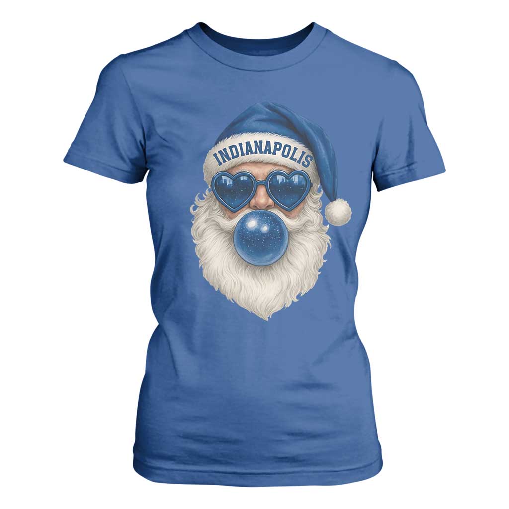 Funny Blue Bubble Santa Indianapolis T Shirt For Women Retro Nostalgic Christmas Holiday Gift TS02 Royal Blue Print Your Wear
