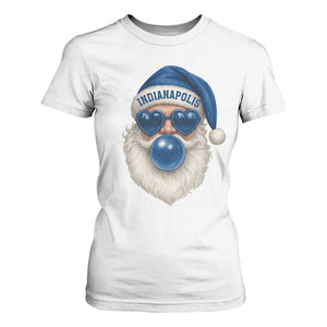 Funny Blue Bubble Santa Indianapolis T Shirt For Women Retro Nostalgic Christmas Holiday Gift TS02 White Print Your Wear