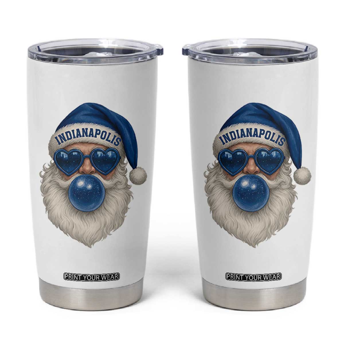 Funny Blue Bubble Santa Indianapolis Tumbler Cup Retro Nostalgic Christmas Holiday Gift TS02 White Print Your Wear