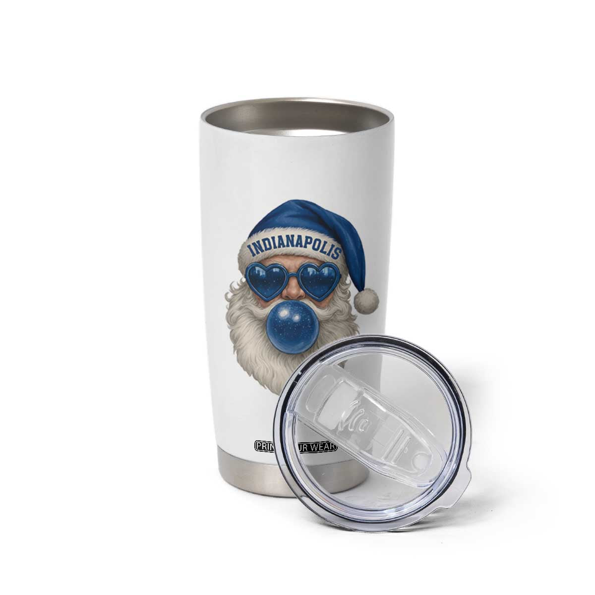 Funny Blue Bubble Santa Indianapolis Tumbler Cup Retro Nostalgic Christmas Holiday Gift TS02 Print Your Wear