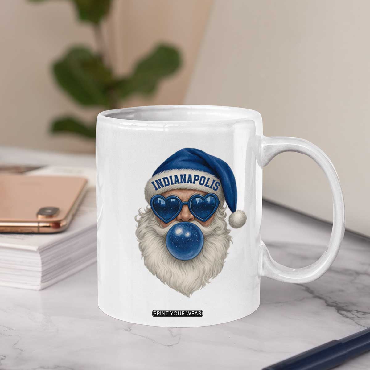 Funny Blue Bubble Santa Indianapolis Coffee Mug Retro Nostalgic Christmas Holiday Gift TS02 Print Your Wear