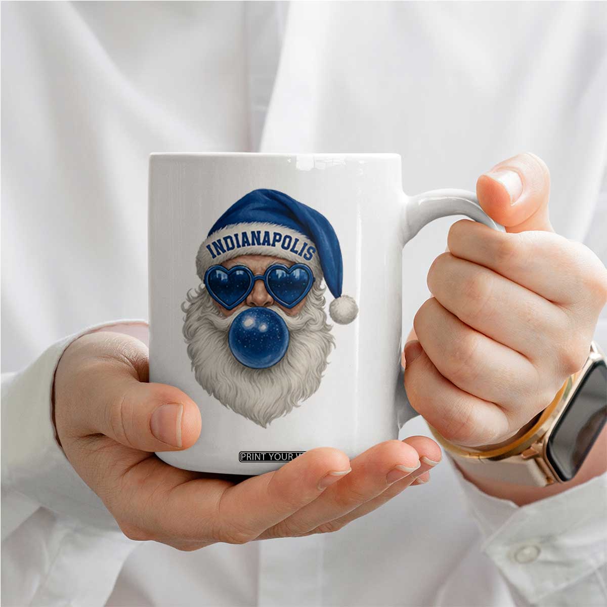 Funny Blue Bubble Santa Indianapolis Coffee Mug Retro Nostalgic Christmas Holiday Gift TS02 Print Your Wear