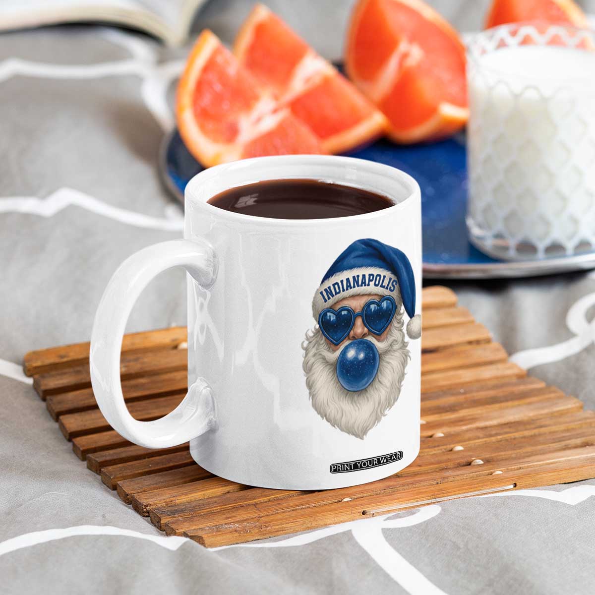 Funny Blue Bubble Santa Indianapolis Coffee Mug Retro Nostalgic Christmas Holiday Gift TS02 Print Your Wear