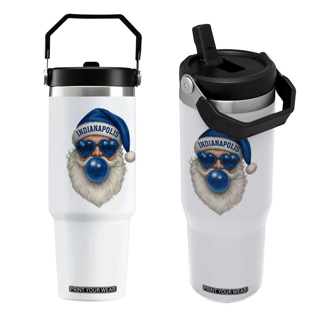 Funny Blue Bubble Santa Indianapolis Flip Straw Tumbler Retro Nostalgic Christmas Holiday Gift TS02 One Size: 30 oz White Print Your Wear