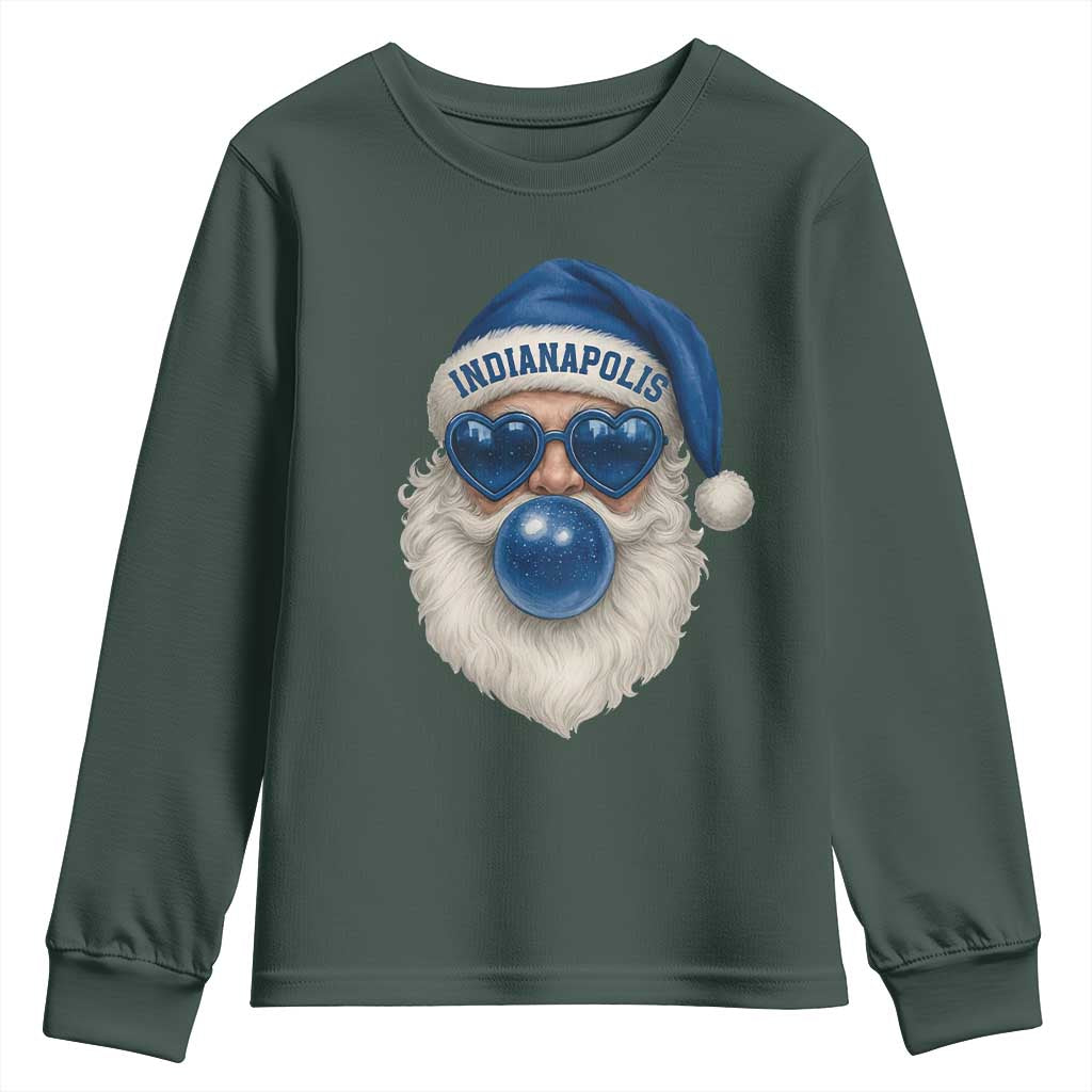 Funny Blue Bubble Santa Indianapolis Youth Sweatshirt Retro Nostalgic Christmas Holiday Gift TS02 Dark Forest Green Print Your Wear