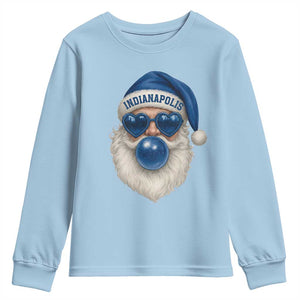 Funny Blue Bubble Santa Indianapolis Youth Sweatshirt Retro Nostalgic Christmas Holiday Gift TS02 Light Blue Print Your Wear