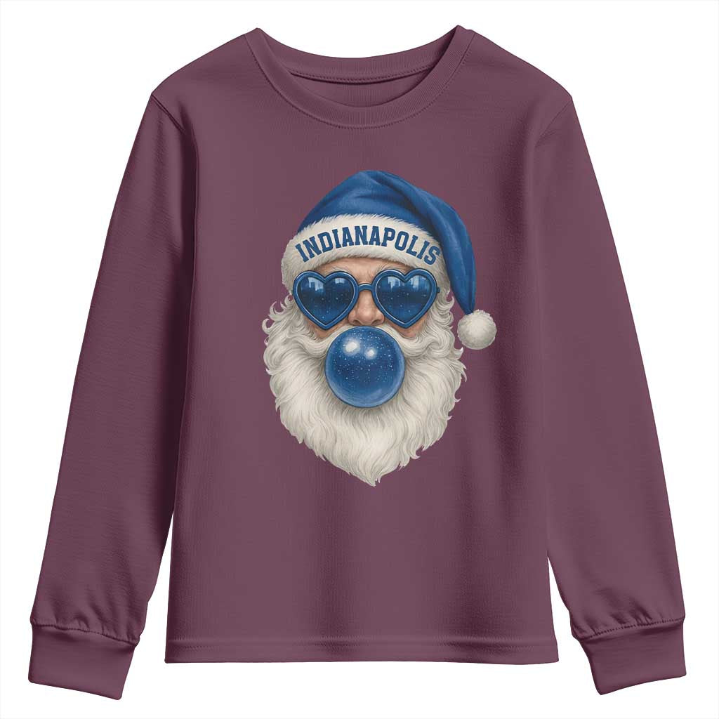 Funny Blue Bubble Santa Indianapolis Youth Sweatshirt Retro Nostalgic Christmas Holiday Gift TS02 Maroon Print Your Wear