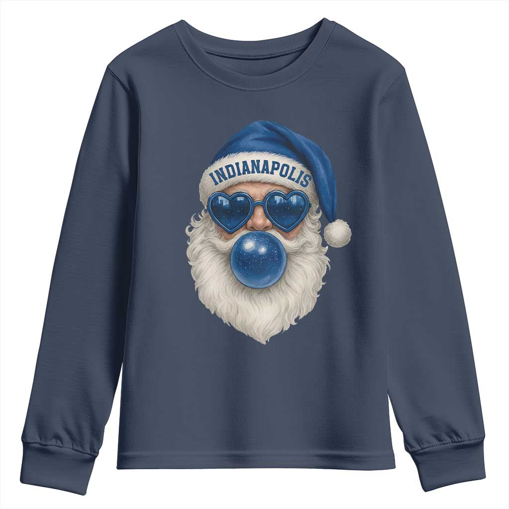 Funny Blue Bubble Santa Indianapolis Youth Sweatshirt Retro Nostalgic Christmas Holiday Gift TS02 Navy Print Your Wear