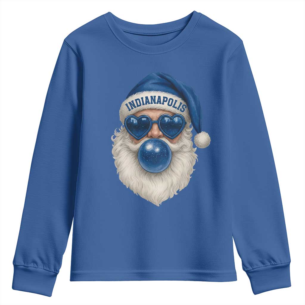 Funny Blue Bubble Santa Indianapolis Youth Sweatshirt Retro Nostalgic Christmas Holiday Gift TS02 Royal Blue Print Your Wear