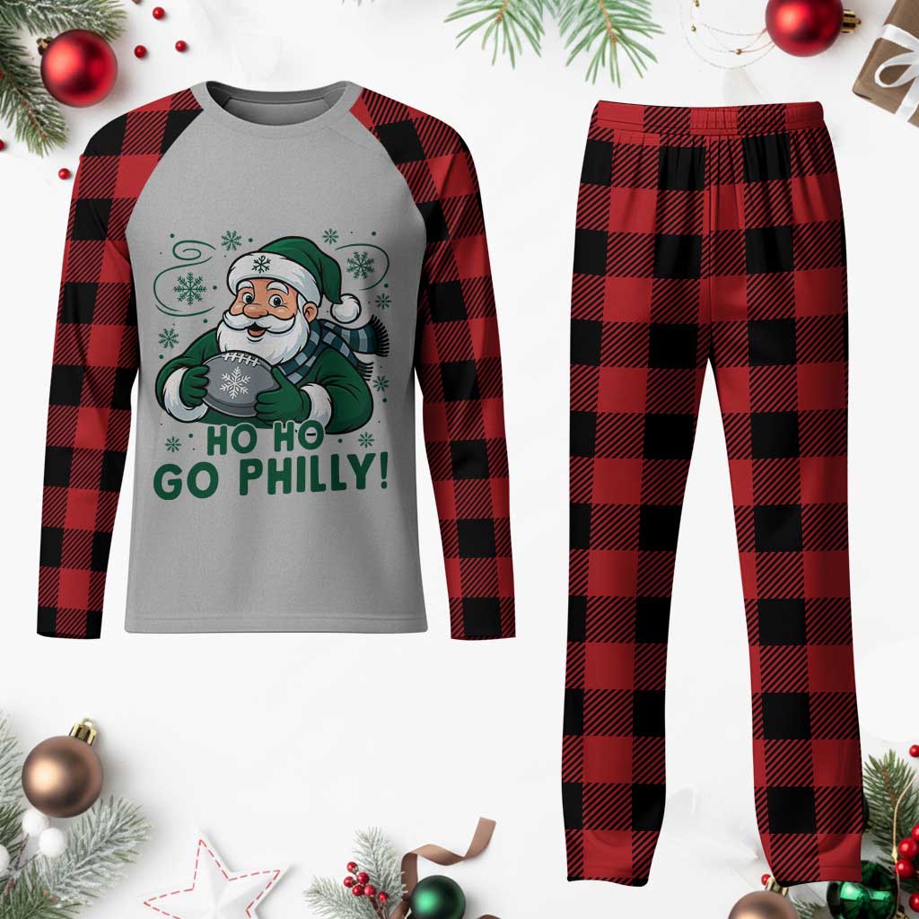 Funny Green Santa Ho Ho Go Philly Plaid Pajama Set Retro Nostalgic Philadelphia Pride Christmas Gift TS02 Buffalo Plaid Print Your Wear
