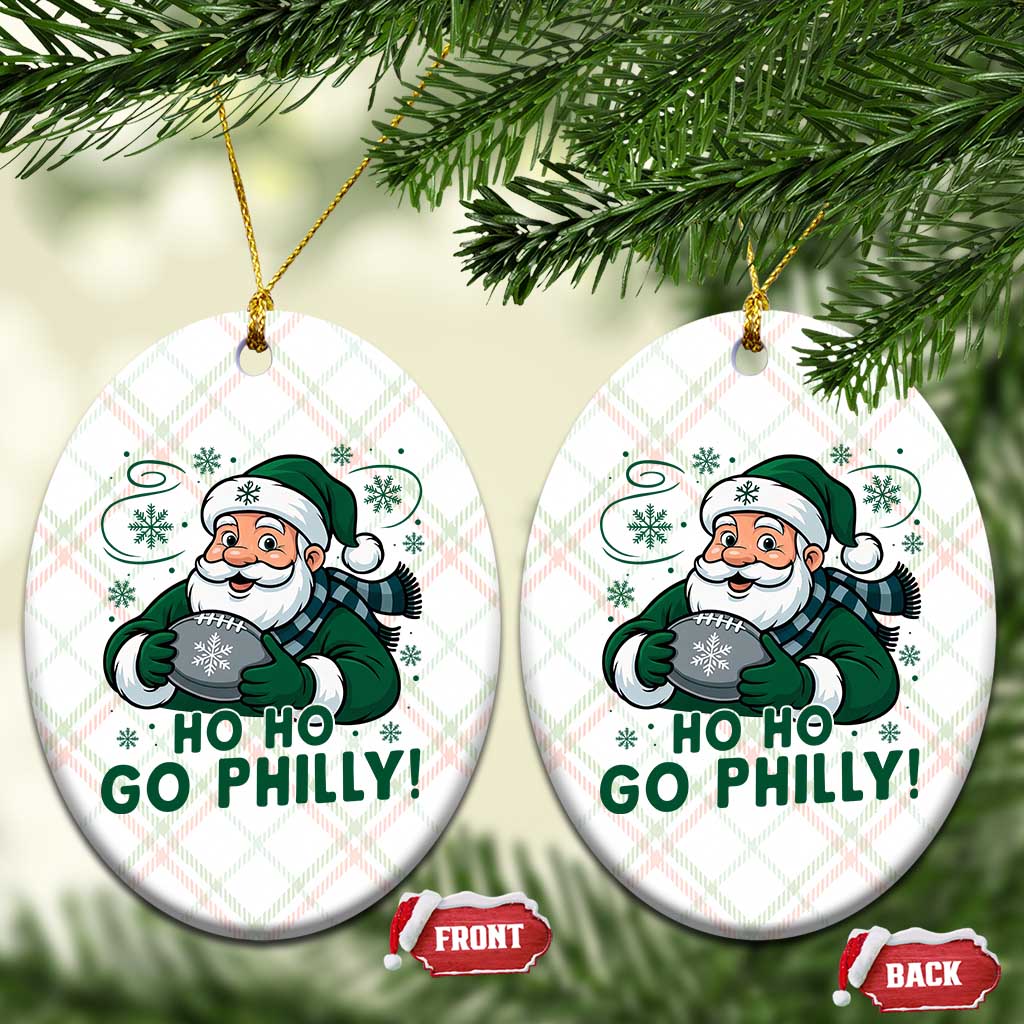 Funny Green Santa Ho Ho Go Philly Ceramic Ornament Retro Nostalgic Philadelphia Pride Christmas Gift TS02 Print Your Wear