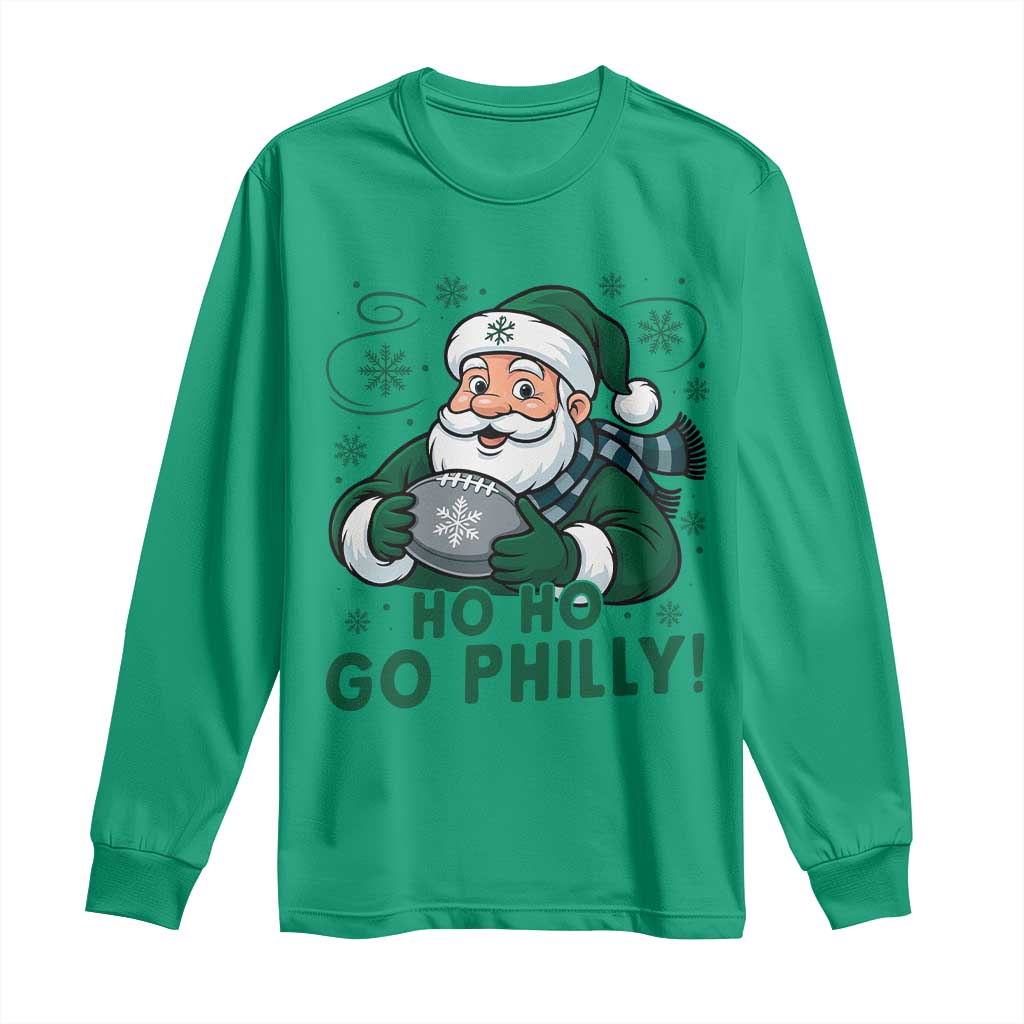 Funny Green Santa Ho Ho Go Philly Long Sleeve Shirt Retro Nostalgic Philadelphia Pride Christmas Gift TS02 Irish Green Print Your Wear