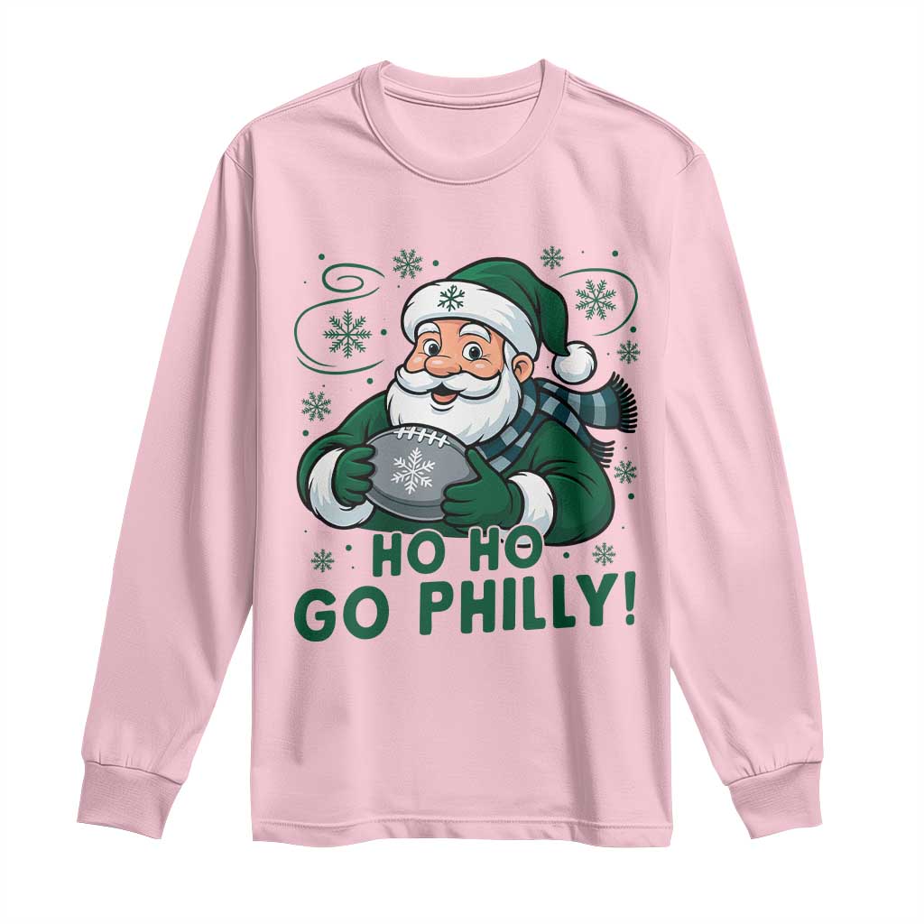 Funny Green Santa Ho Ho Go Philly Long Sleeve Shirt Retro Nostalgic Philadelphia Pride Christmas Gift TS02 Light Pink Print Your Wear