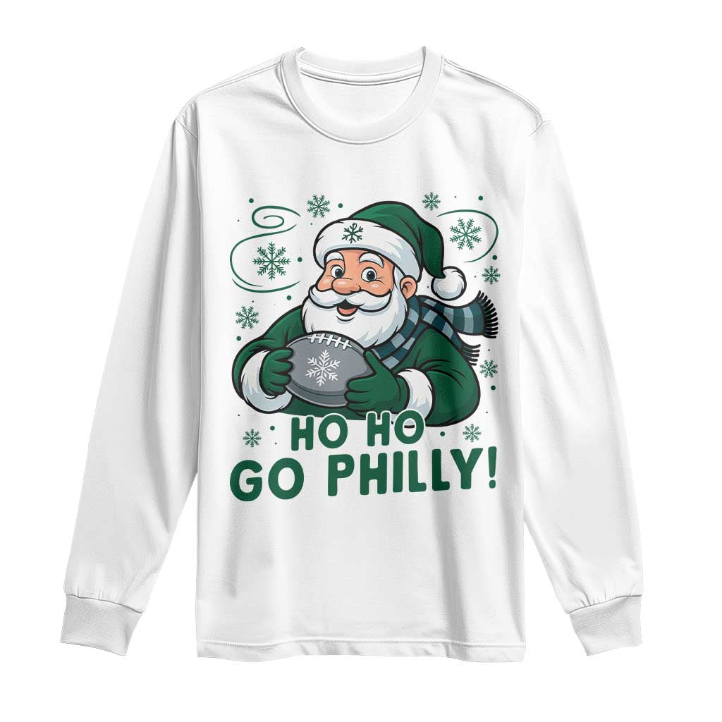 Funny Green Santa Ho Ho Go Philly Long Sleeve Shirt Retro Nostalgic Philadelphia Pride Christmas Gift TS02 White Print Your Wear