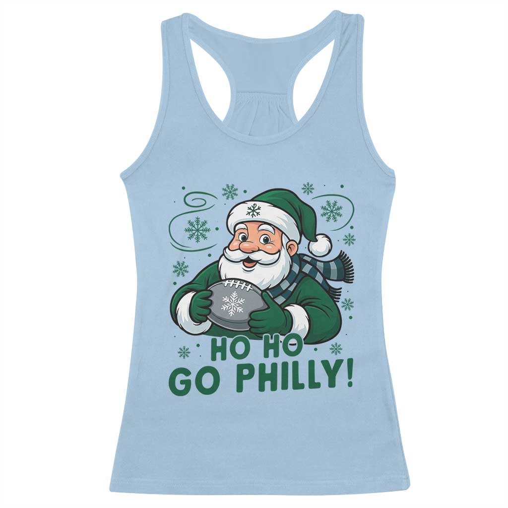 Funny Green Santa Ho Ho Go Philly Racerback Tank Top Retro Nostalgic Philadelphia Pride Christmas Gift TS02 Light Blue Print Your Wear