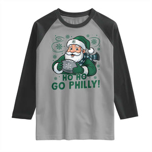 Funny Green Santa Ho Ho Go Philly Raglan Shirt Retro Nostalgic Philadelphia Pride Christmas Gift TS02 Sport Gray Black Print Your Wear