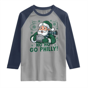 Funny Green Santa Ho Ho Go Philly Raglan Shirt Retro Nostalgic Philadelphia Pride Christmas Gift TS02 Sport Gray Navy Print Your Wear