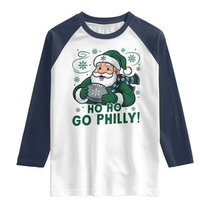 Funny Green Santa Ho Ho Go Philly Raglan Shirt Retro Nostalgic Philadelphia Pride Christmas Gift TS02 White Navy Print Your Wear