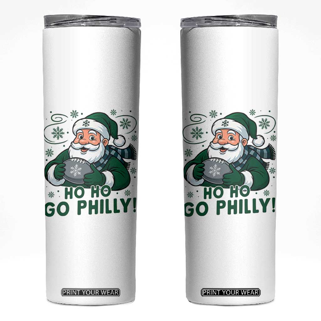 Funny Green Santa Ho Ho Go Philly Skinny Tumbler Retro Nostalgic Philadelphia Pride Christmas Gift TS02 White Print Your Wear