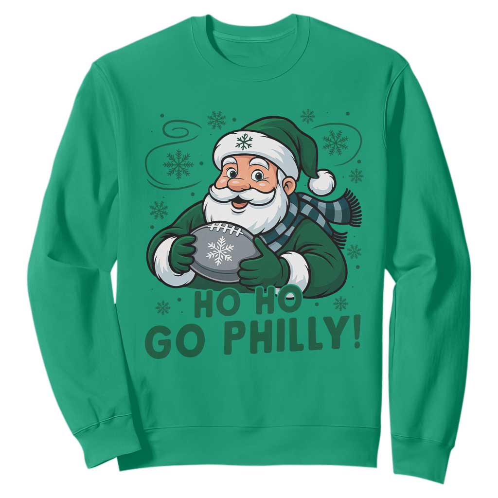 Funny Green Santa Ho Ho Go Philly Sweatshirt Retro Nostalgic Philadelphia Pride Christmas Gift TS02 Irish Green Print Your Wear