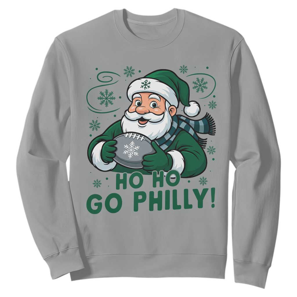 Funny Green Santa Ho Ho Go Philly Sweatshirt Retro Nostalgic Philadelphia Pride Christmas Gift TS02 Sport Gray Print Your Wear