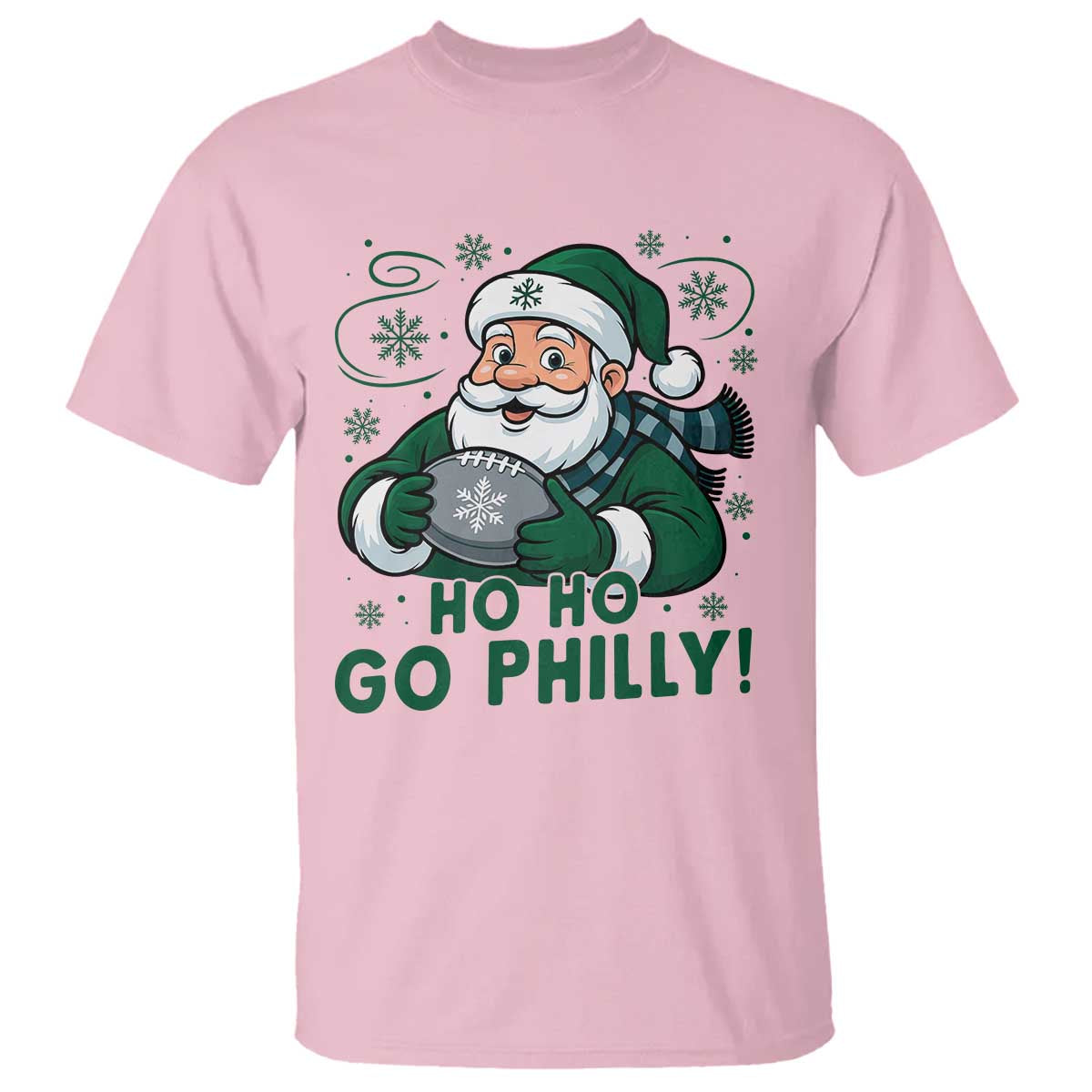Funny Green Santa Ho Ho Go Philly T Shirt Retro Nostalgic Philadelphia Pride Christmas Gift TS02 Light Pink Print Your Wear