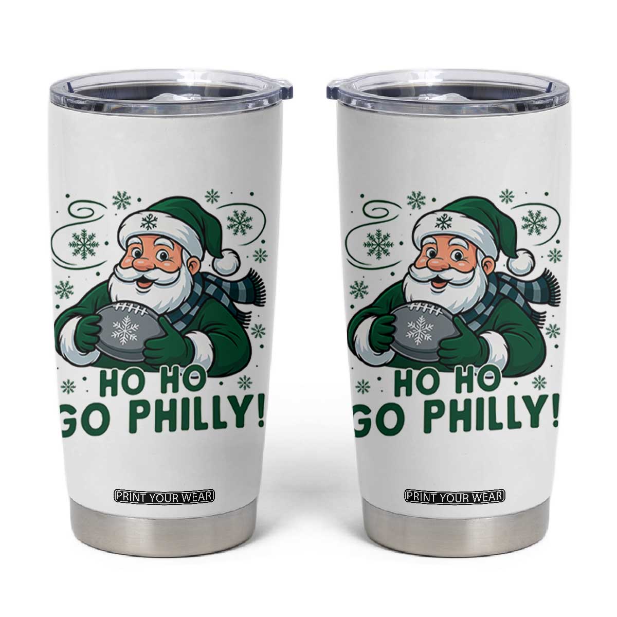 Funny Green Santa Ho Ho Go Philly Tumbler Cup Retro Nostalgic Philadelphia Pride Christmas Gift TS02 White Print Your Wear