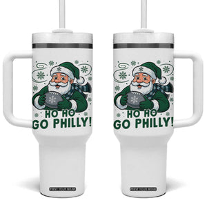 Funny Green Santa Ho Ho Go Philly Tumbler With Handle Retro Nostalgic Philadelphia Pride Christmas Gift TS02 One Size: 40 oz White Print Your Wear