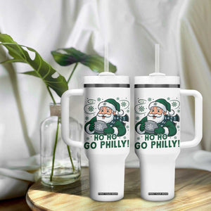 Funny Green Santa Ho Ho Go Philly Tumbler With Handle Retro Nostalgic Philadelphia Pride Christmas Gift TS02 Print Your Wear