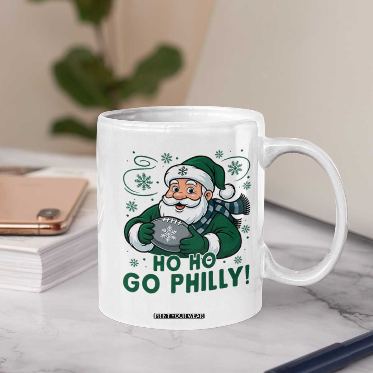 Funny Green Santa Ho Ho Go Philly Coffee Mug Retro Nostalgic Philadelphia Pride Christmas Gift TS02 Print Your Wear