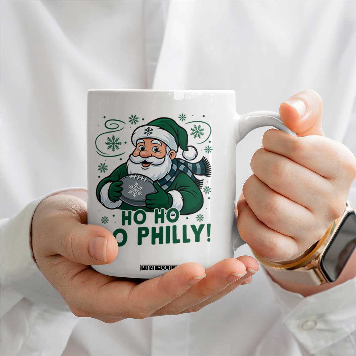 Funny Green Santa Ho Ho Go Philly Coffee Mug Retro Nostalgic Philadelphia Pride Christmas Gift TS02 Print Your Wear