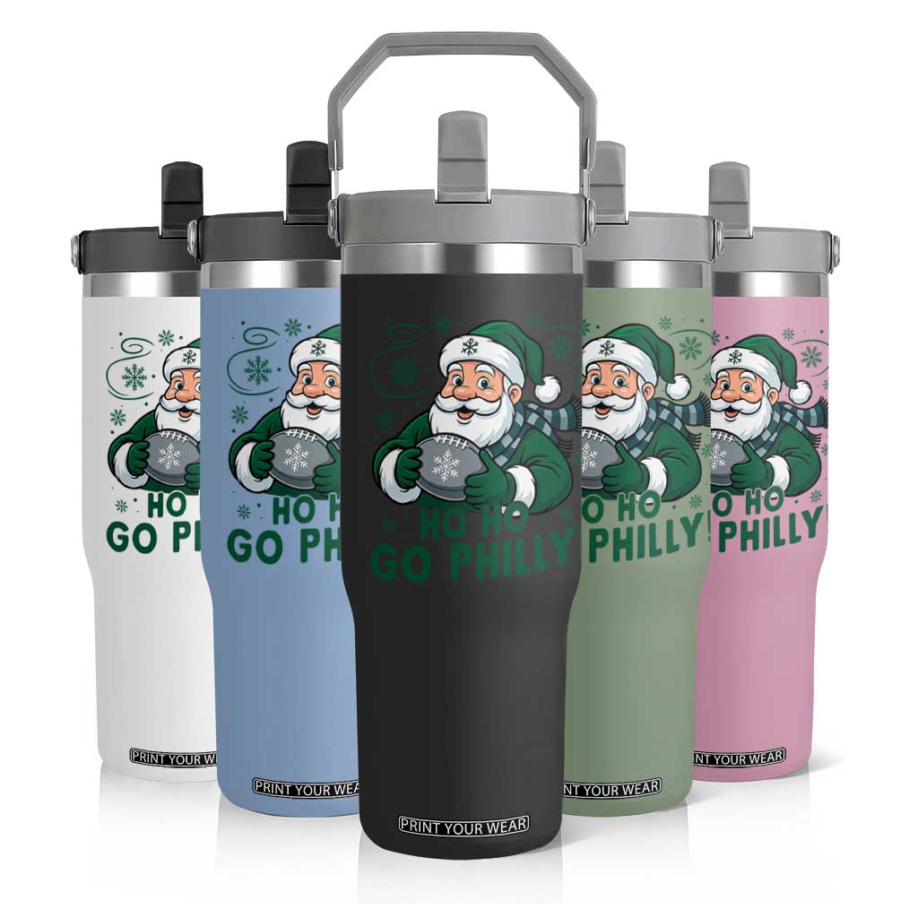 Funny Green Santa Ho Ho Go Philly Flip Straw Tumbler Retro Nostalgic Philadelphia Pride Christmas Gift TS02 Print Your Wear