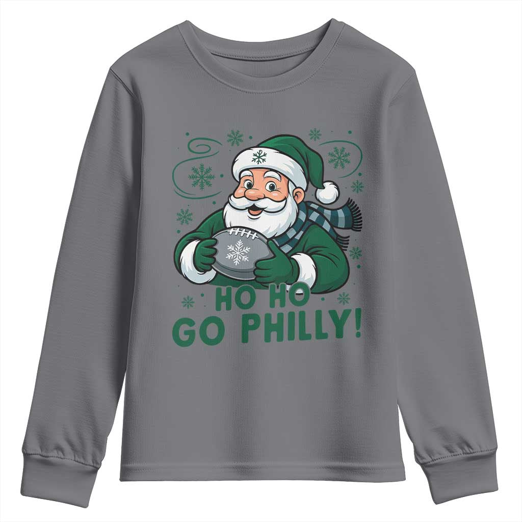 Funny Green Santa Ho Ho Go Philly Youth Sweatshirt Retro Nostalgic Philadelphia Pride Christmas Gift TS02 Charcoal Print Your Wear