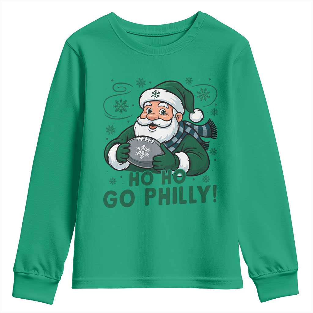 Funny Green Santa Ho Ho Go Philly Youth Sweatshirt Retro Nostalgic Philadelphia Pride Christmas Gift TS02 Irish Green Print Your Wear