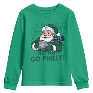 Funny Green Santa Ho Ho Go Philly Youth Sweatshirt Retro Nostalgic Philadelphia Pride Christmas Gift TS02 Irish Green Print Your Wear