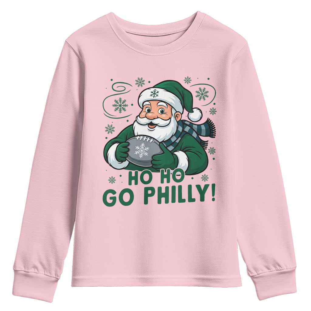 Funny Green Santa Ho Ho Go Philly Youth Sweatshirt Retro Nostalgic Philadelphia Pride Christmas Gift TS02 Light Pink Print Your Wear