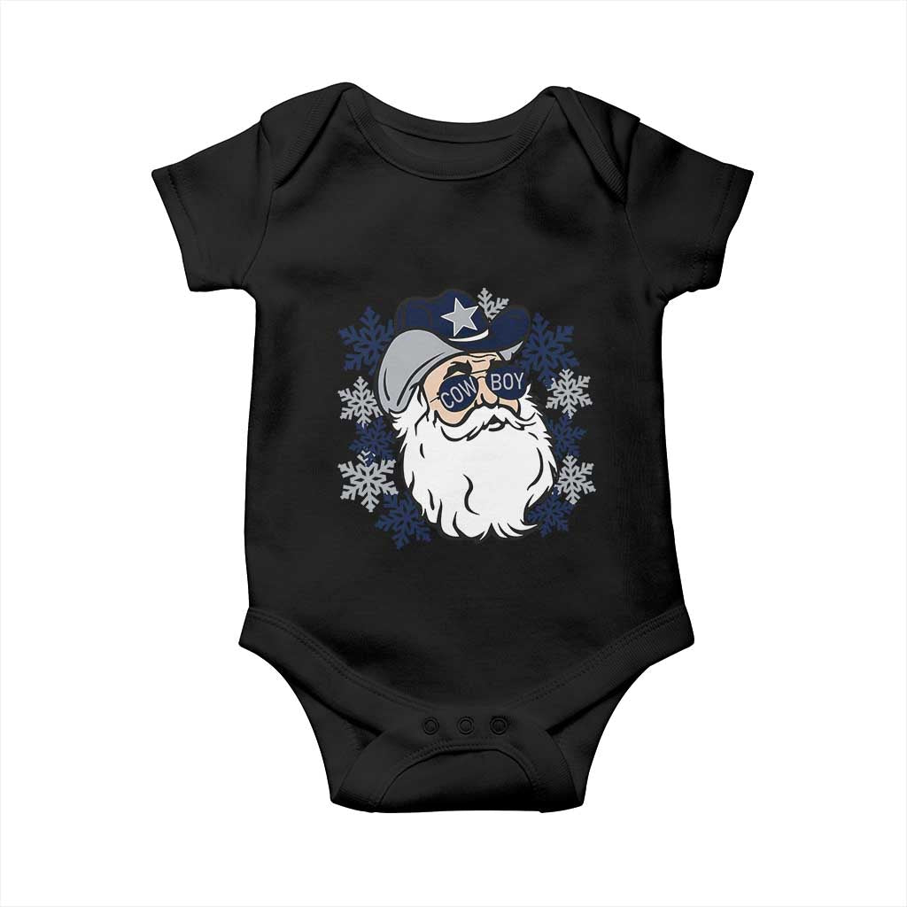 Western Cowboy Santa Christmas Baby Onesie Cool Retro Nostalgic Xmas Gift TS02 Black Print Your Wear