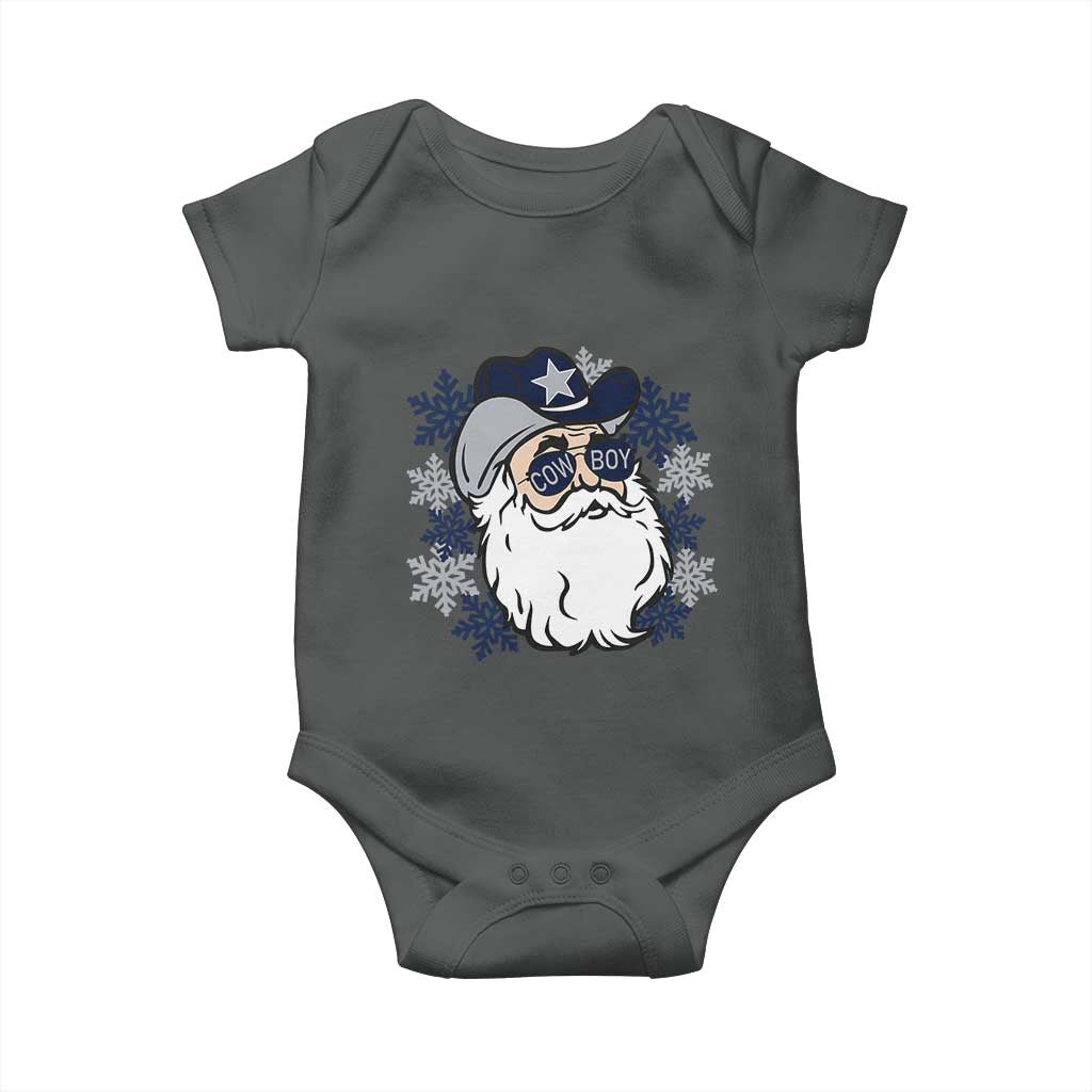 Western Cowboy Santa Christmas Baby Onesie Cool Retro Nostalgic Xmas Gift TS02 Dark Heather Print Your Wear