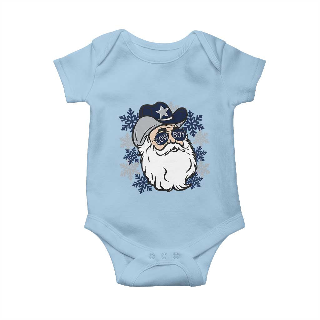 Western Cowboy Santa Christmas Baby Onesie Cool Retro Nostalgic Xmas Gift TS02 Light Blue Print Your Wear