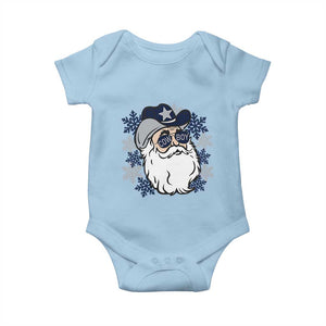 Western Cowboy Santa Christmas Baby Onesie Cool Retro Nostalgic Xmas Gift TS02 Light Blue Print Your Wear