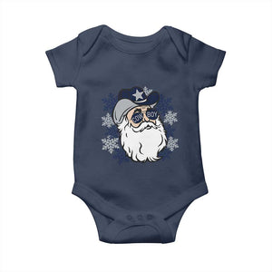 Western Cowboy Santa Christmas Baby Onesie Cool Retro Nostalgic Xmas Gift TS02 Navy Print Your Wear