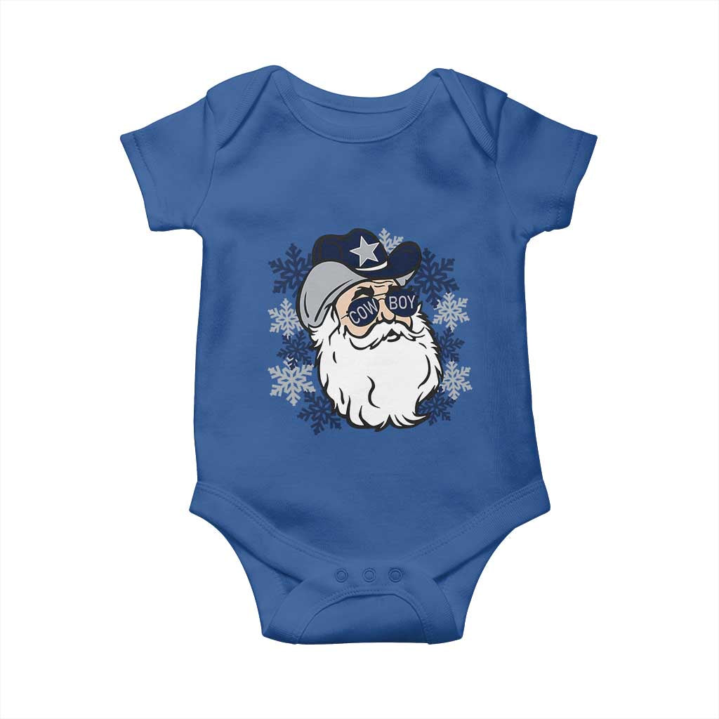 Western Cowboy Santa Christmas Baby Onesie Cool Retro Nostalgic Xmas Gift TS02 Royal Blue Print Your Wear