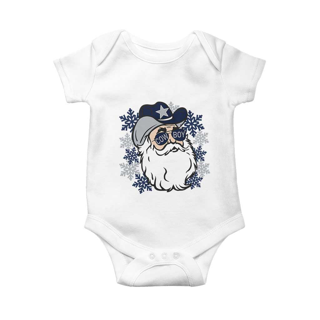 Western Cowboy Santa Christmas Baby Onesie Cool Retro Nostalgic Xmas Gift TS02 White Print Your Wear