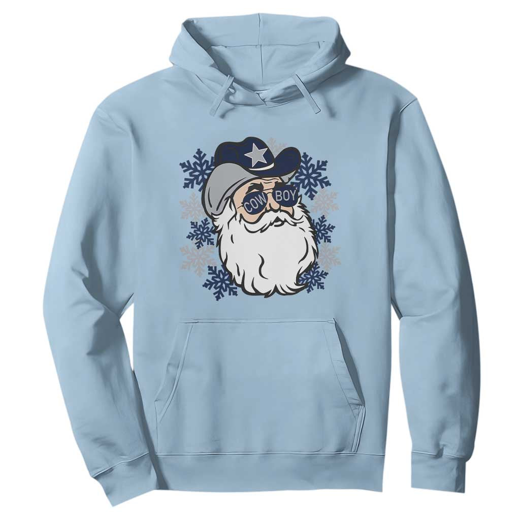 Western Cowboy Santa Christmas Hoodie Cool Retro Nostalgic Xmas Gift TS02 Light Blue Print Your Wear