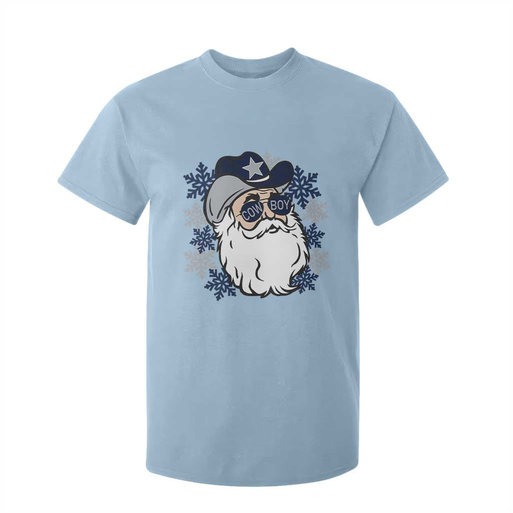 Western Cowboy Santa Christmas T Shirt For Kid Cool Retro Nostalgic Xmas Gift TS02 Light Blue Print Your Wear